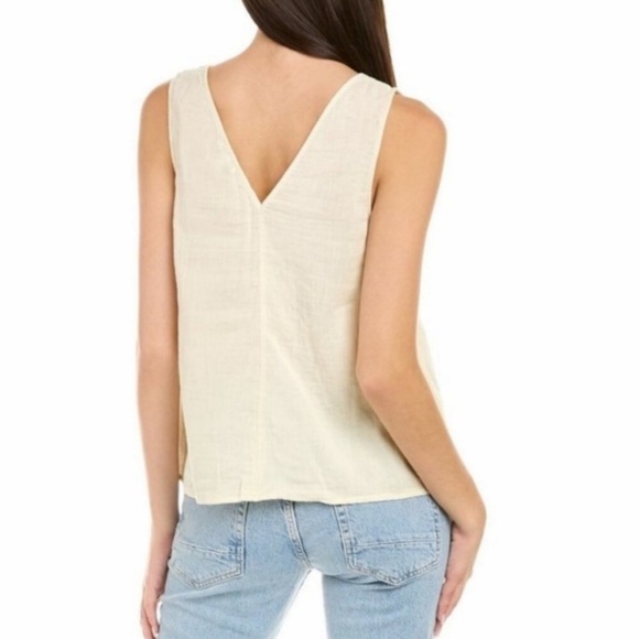 Johnny Was Calme Drape Tank Top Double V Neck Sleeveless 100% Cotton Size S - Picture 2 of 7